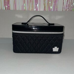 Cabodles Chic Black Quilted Cosmetic Case with silver hardware